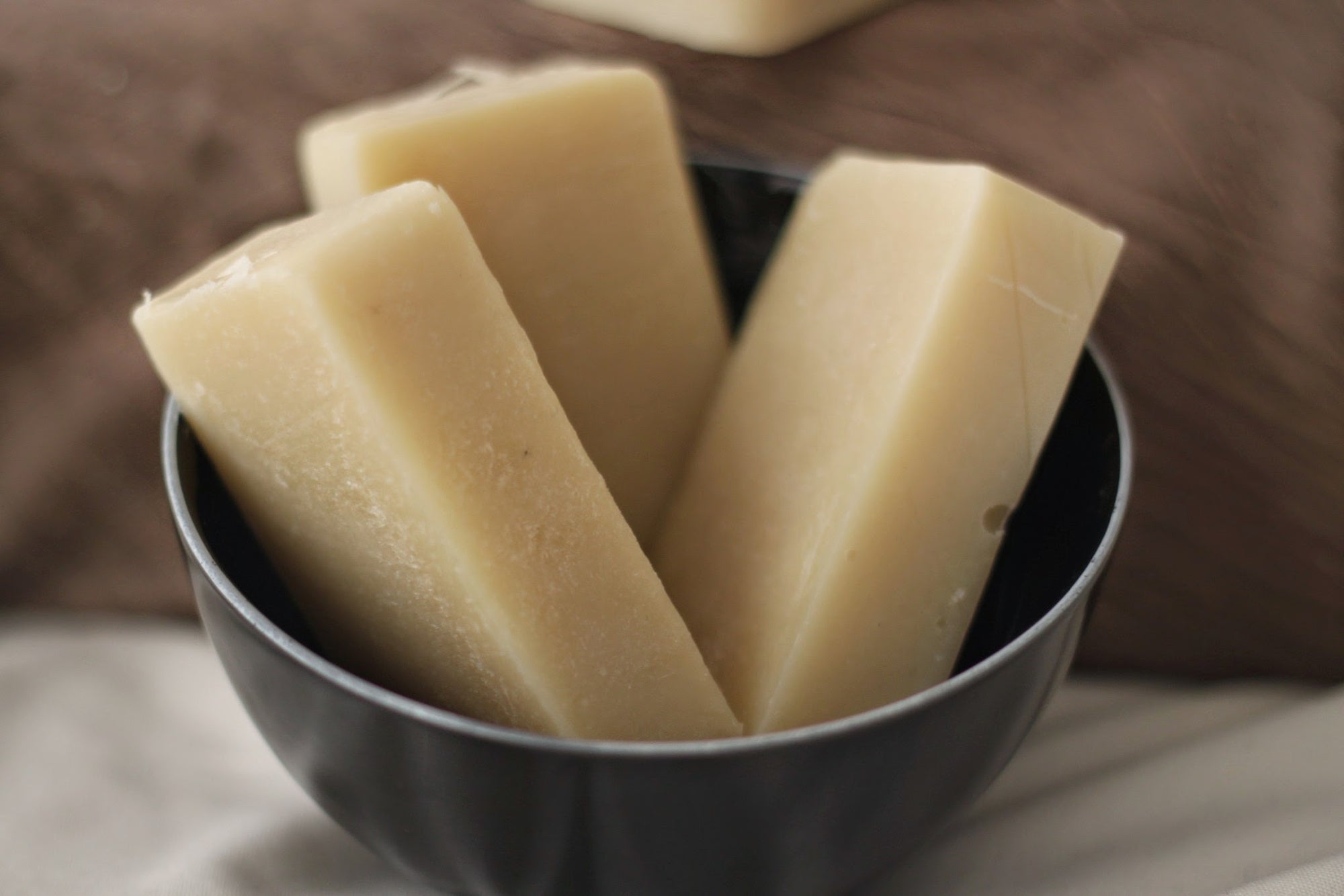 Handmade Shea Butter Soap in a black bowl