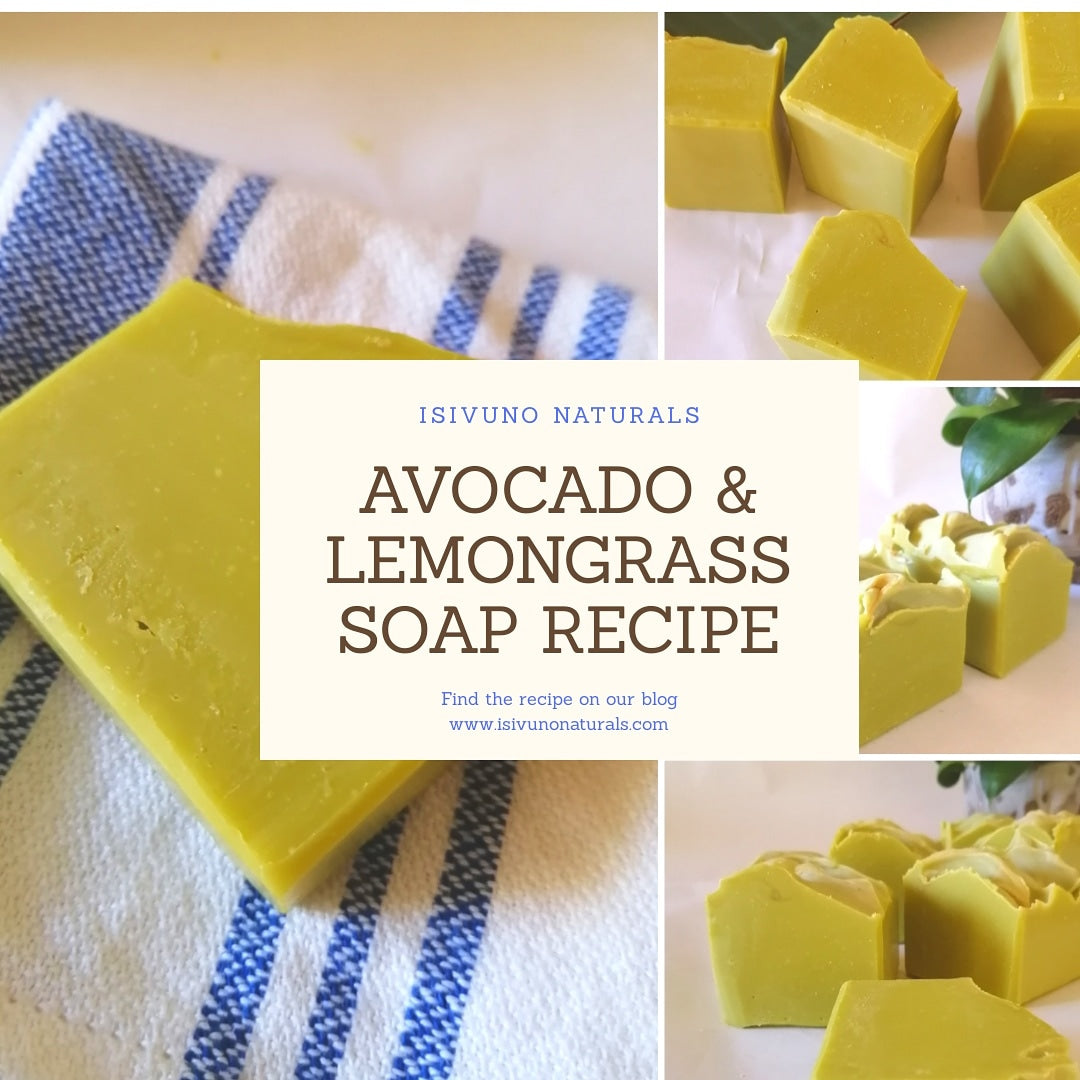 Handmade Avocado and Lemongrass Soap recipe.  Made with unrefined Avocado oil and Avocado Butter. 