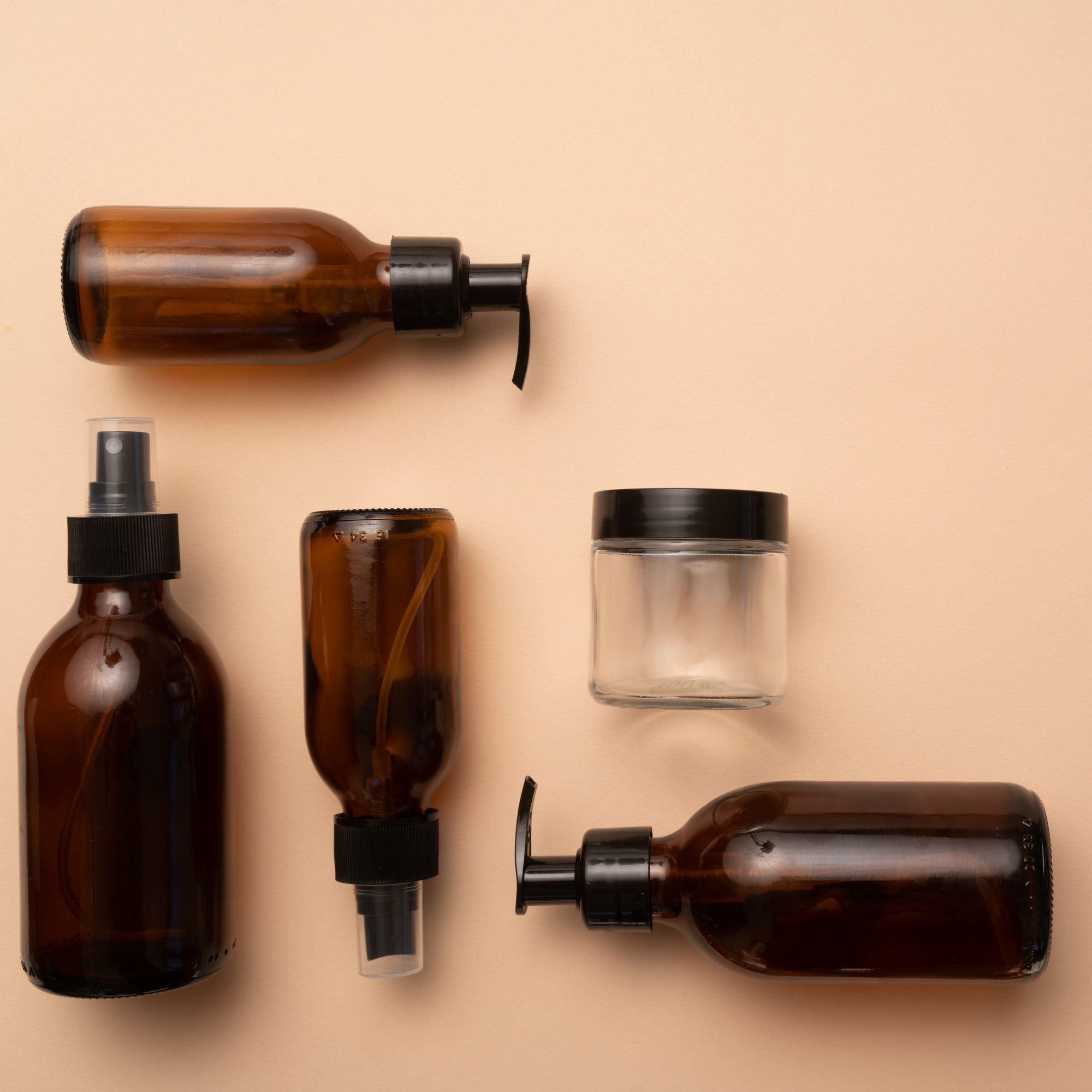 500ml Amber Bottle with Black Pump