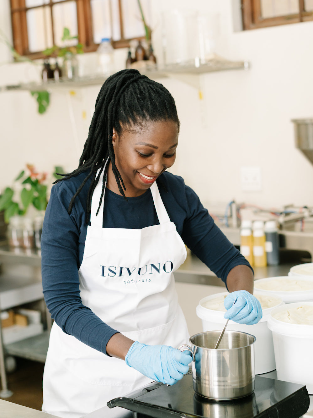 Making skincare products in a lab