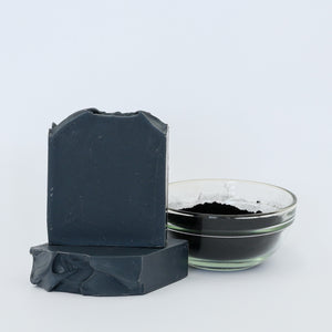 Activated charcoal handmade cold process soap bar for deep cleansing and oily skin