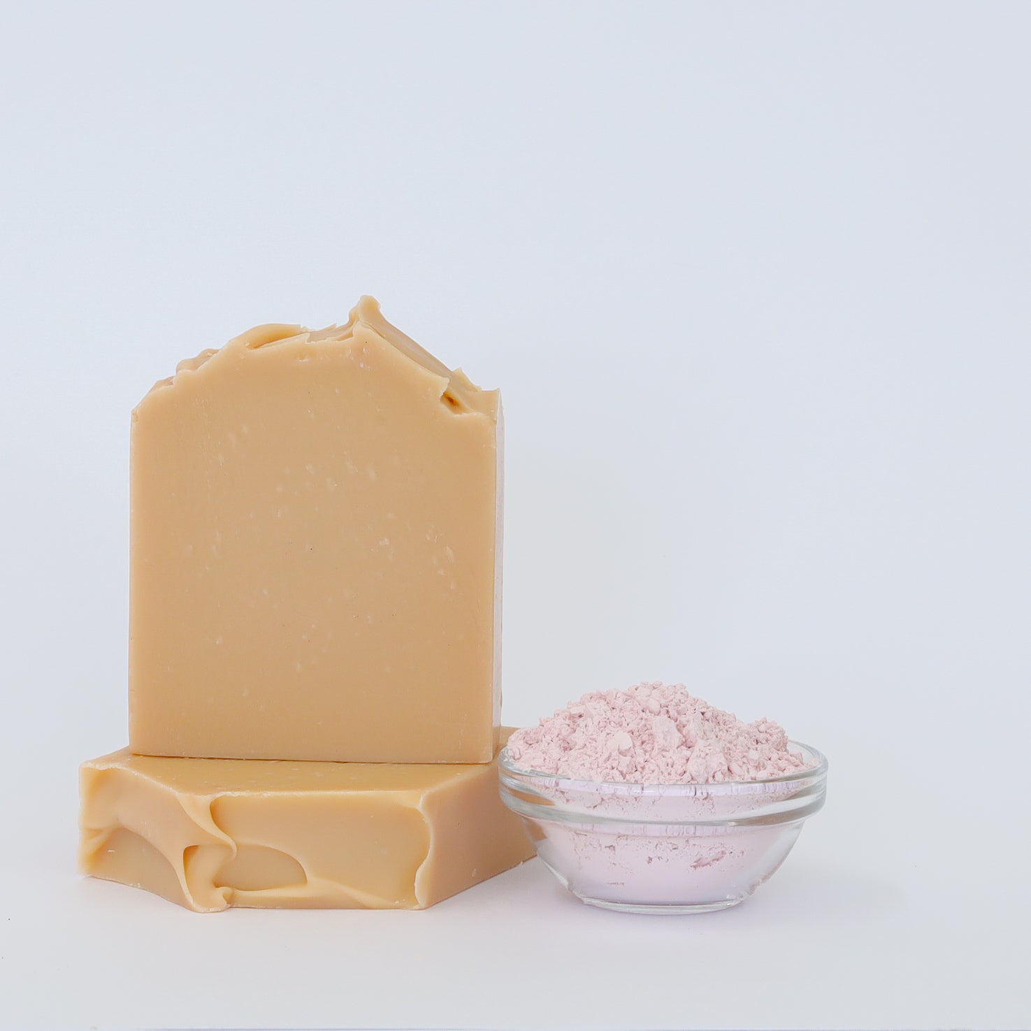 Handmade cold process Calamine and Rose Geranium soap bar with pink calamine powder for sensitive skin